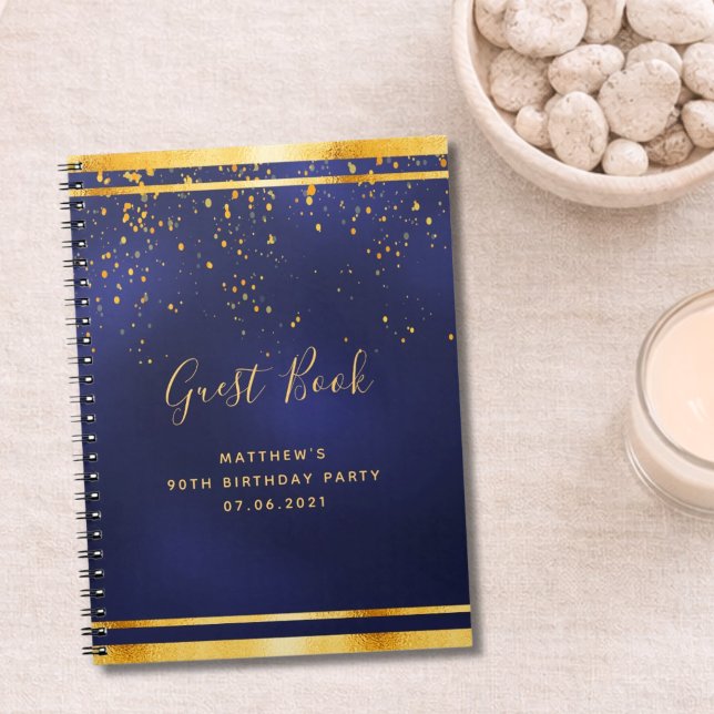 Cuaderno Libro de invitados azul y dorado para la fiesta de (Subido por el creador)