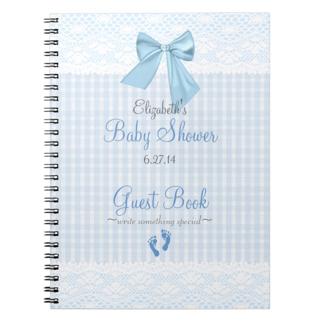 Cuaderno Libro de invitados Baby Shower azul de imagen azul (Frente)