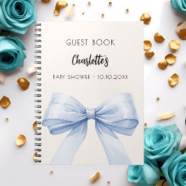 Cuaderno Libro de invitados Baby Shower bow blue beige crem