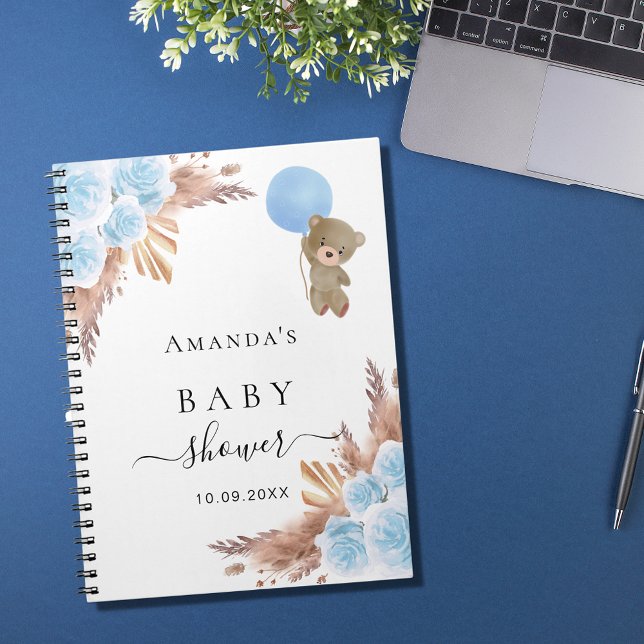 Cuaderno Libro de invitados Baby Shower boy teddy pampas (Subido por el creador)
