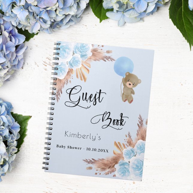 Cuaderno Libro de invitados Baby Shower boy teddy pampas (Subido por el creador)