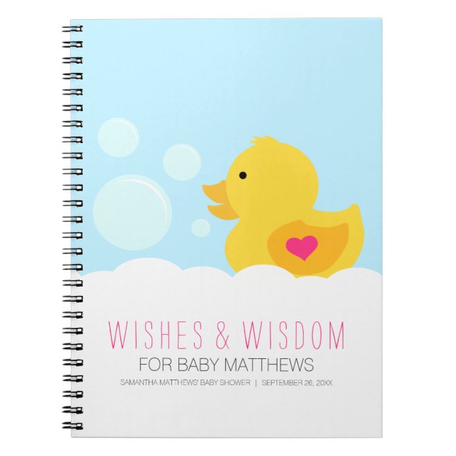 Cuaderno Libro de invitados Baby Shower de Rubber Ducky Chi (Frente)