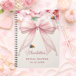 Cuaderno Libro de invitados Baby Shower lazo rosa novia a p