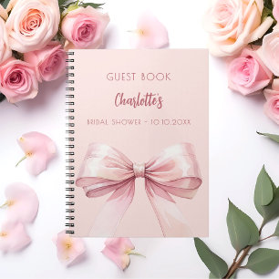 Cuaderno Libro de invitados Baby Shower lazo rosa pálido