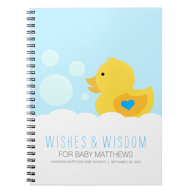 Cuaderno Libro de invitados Baby Shower Rubber Ducky Boy (Frente)