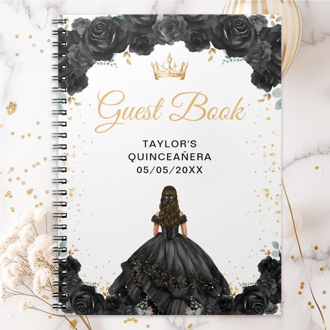 Cuaderno Libro de invitados Black Princess Quinceañera (Subido por el creador)
