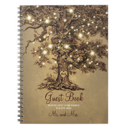 Cuaderno Libro de invitados Boda Rustic Tree String Lights