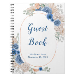 Cuaderno Libro de invitados Boho Blue Pampas