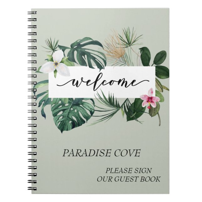 Cuaderno Libro de invitados de alquiler de hogar tropical a (Frente)