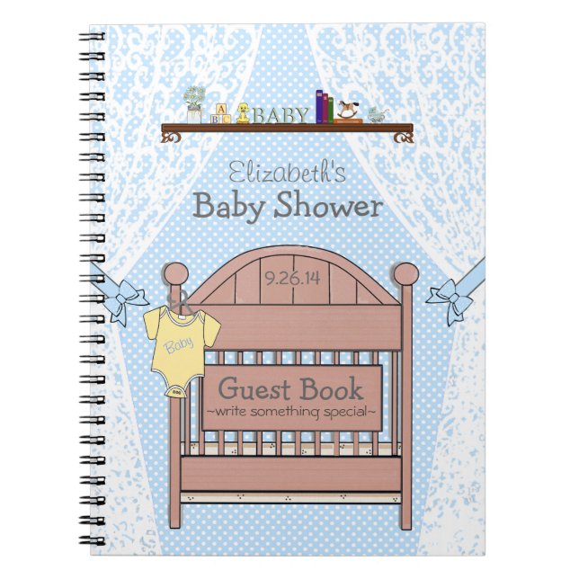 Cuaderno Libro de invitados de Baby Shower azul- (Frente)