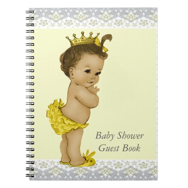 Cuaderno Libro de invitados de Baby Shower de etnia amarill (Frente)