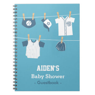 Cuaderno Libro de invitados de Baby Shower de niño de béisb