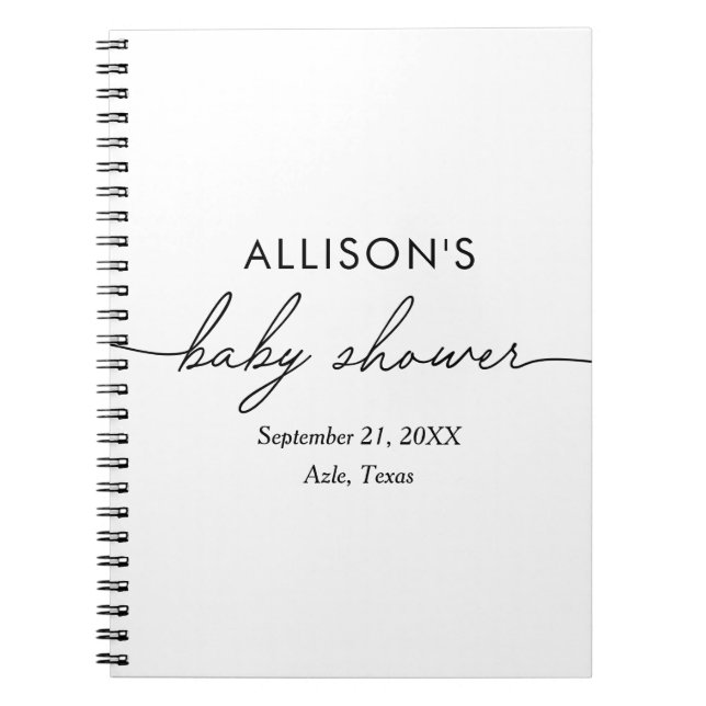 Cuaderno Libro de invitados de Baby Shower en blanco y negr (Frente)