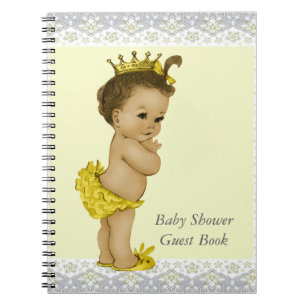 Cuaderno Libro de invitados de baby shower étnico amarillo