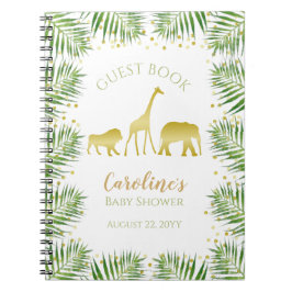 Cuaderno Libro de invitados de Baby Shower Gold Safari Anim