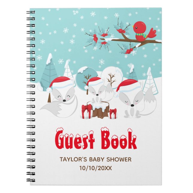 Cuaderno Libro de invitados de Baby Shower para Navidades d (Frente)
