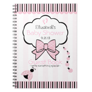 Cuaderno Libro de invitados de Baby Shower Pink Ladybug-