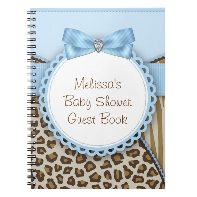 Cuaderno Libro de invitados de Baby Shower Sweet Safari Blu (Frente)