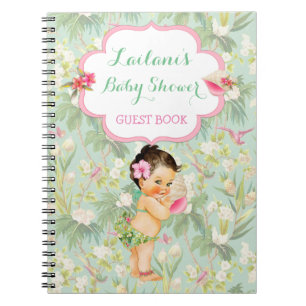 Cuaderno Libro de invitados de baby shower tropical hawaian