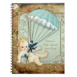 Cuaderno Libro de invitados de baby shower vintage para niñ
