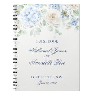 Cuaderno Libro de invitados de boda con flores de hortensia