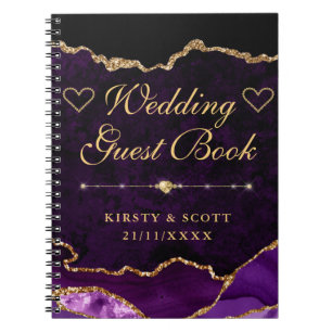 Cuaderno Libro de invitados de boda de ágata con brillo fal