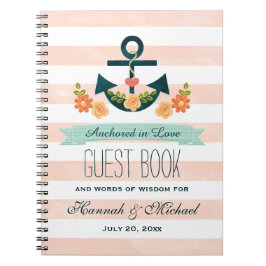 Cuaderno Libro de invitados de Boda de Ancla Náutica de Cor