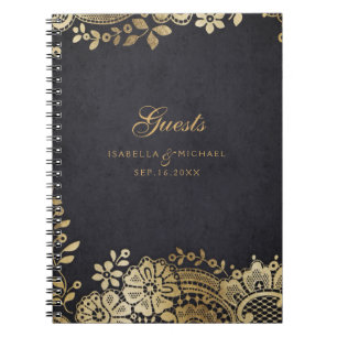 Cuaderno Libro de invitados de boda de encaje elegante y ne