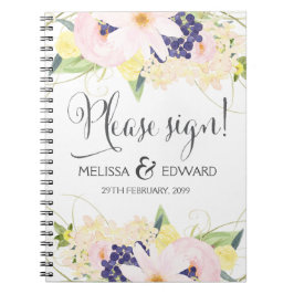 Cuaderno Libro de invitados de boda floral acuarela de prim