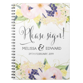 Cuaderno Libro de invitados de boda floral acuarela de prim