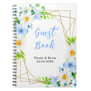 Cuaderno Libro de Invitados de Boda Floral de Nomeolvides M