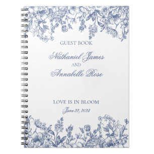 Cuaderno Libro de invitados de boda floral vintage de Chino