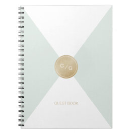 Cuaderno Libro de invitados de boda moderno con monograma e