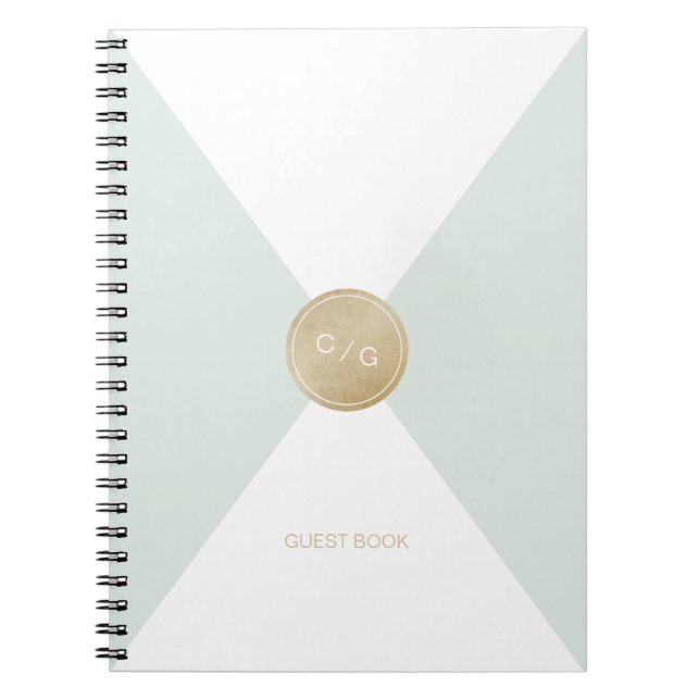 Cuaderno Libro de invitados de boda moderno con monograma e (Frente)