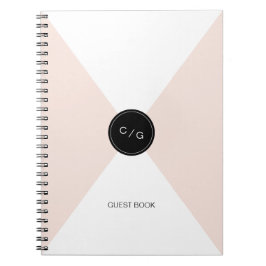 Cuaderno Libro de invitados de boda moderno con monograma e