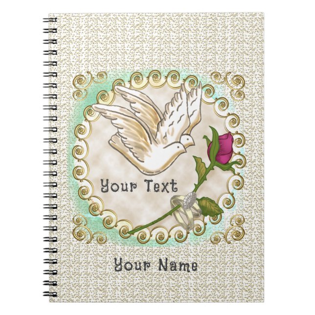 Cuaderno Libro de invitados de boda personalizado Dove (Frente)
