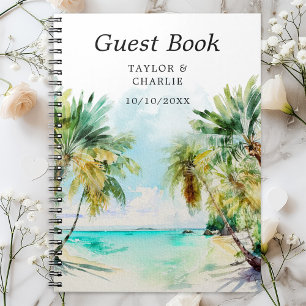 Cuaderno Libro de Invitados de Bodas de Playa Tropical Dest