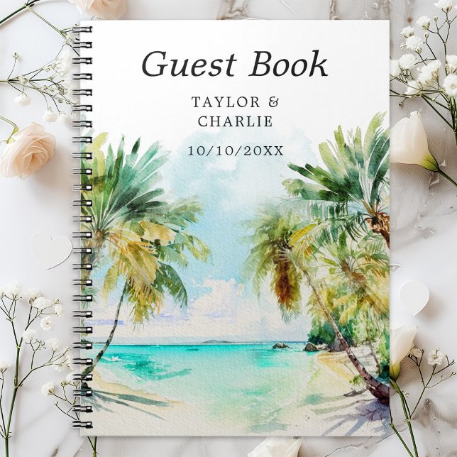 Cuaderno Libro de Invitados de Bodas de Playa Tropical Dest (Subido por el creador)