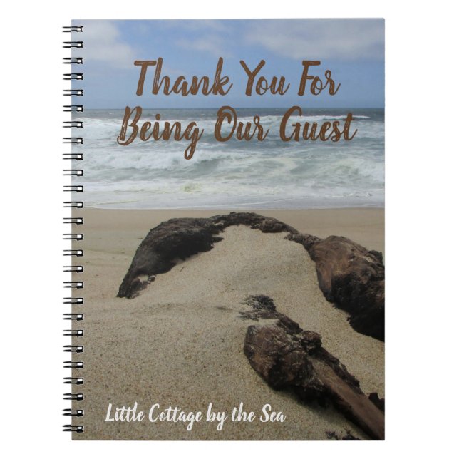 Cuaderno Libro de invitados de casa de playa Driftwood & Su (Frente)