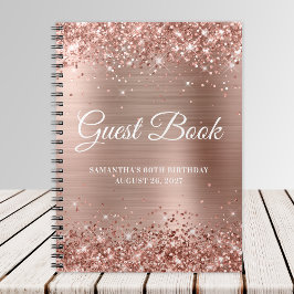 Cuaderno Libro de invitados de cumpleaños 60 Glittery Rose