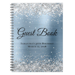 Cuaderno Libro de invitados de cumpleaños con purpurina pla