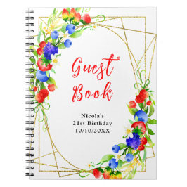 Cuaderno Libro de invitados de cumpleaños de bayas mixtas d