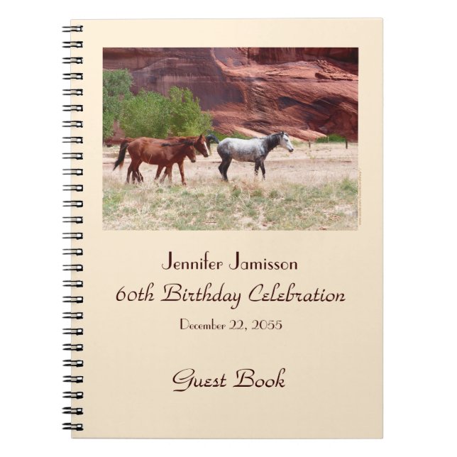 Cuaderno Libro de invitados de cumpleaños número 60, caball (Frente)