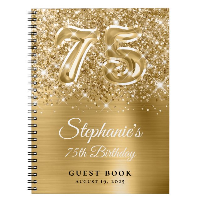 Cuaderno Libro de invitados de cumpleaños número 75 con bri (Frente)