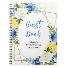 Cuaderno Libro de invitados de Desayuno Nupcial Floral Azul