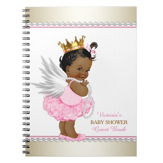 Cuaderno Libro de invitados de Ethnic Angel Chica Baby Show (Frente)