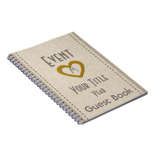 Cuaderno Libro de invitados de Gold Heart de Año de Evento