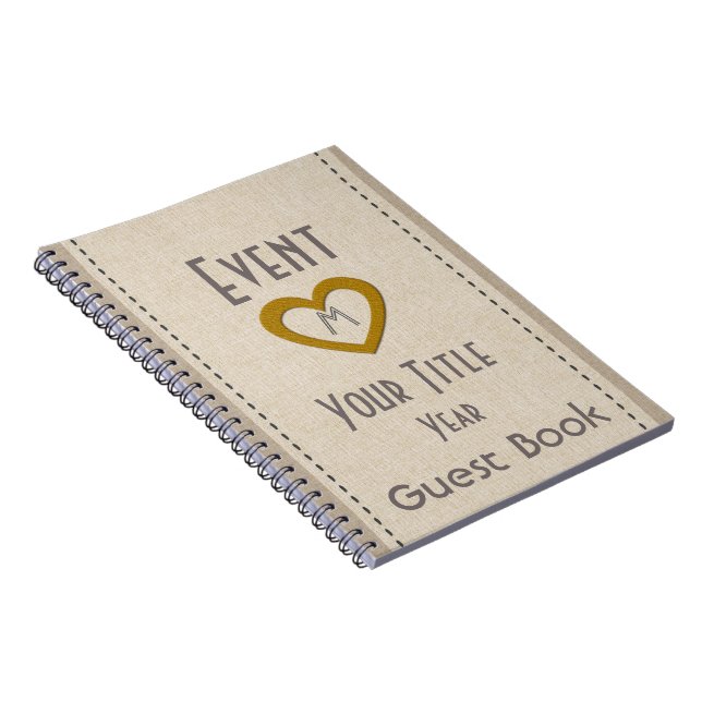 Cuaderno Libro de invitados de Gold Heart de Año de Evento  (Lado Derecho)