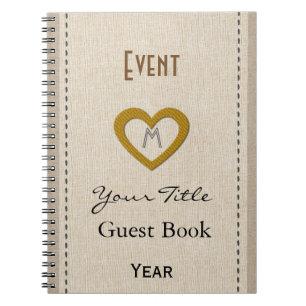Cuaderno Libro de invitados de Gold Heart de Año de Evento