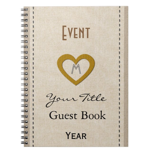 Cuaderno Libro de invitados de Gold Heart de Año de Evento  (Frente)